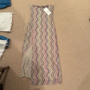 Zara Multicolor Wave Pattern Maxi Dress